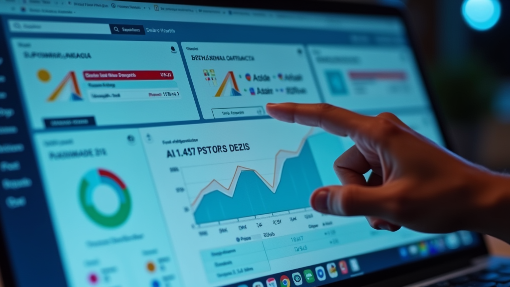 Close up shot of a sleek dashboard displaying social media analytics with colorful charts and graphs showing engagement metrics for different types of graphics