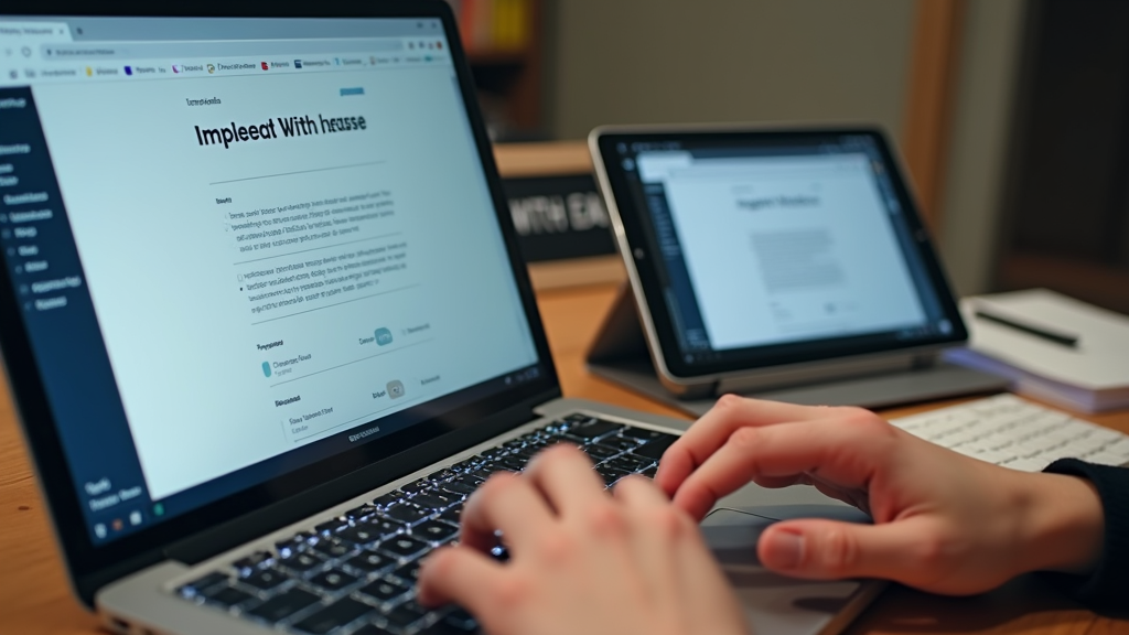 Close up shot of hands typing on a keyboard while implementing an embedded Notion page