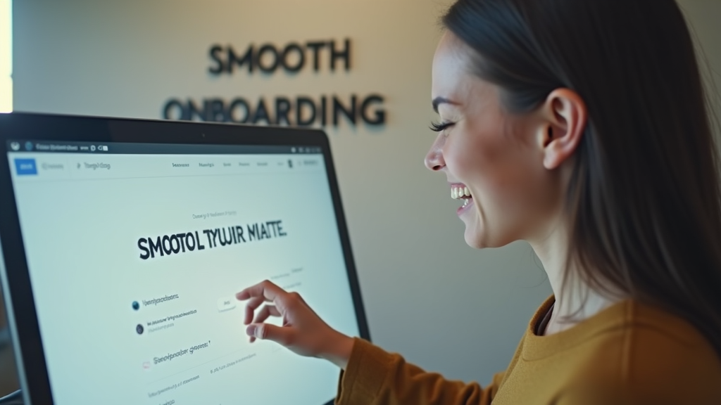 Medium shot of a user having an 'aha moment' while going through an onboarding process