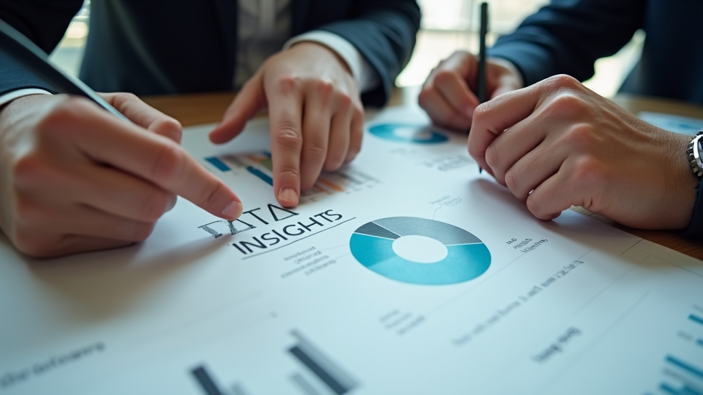 Close up shot of two business people analyzing a simple data visualization on paper