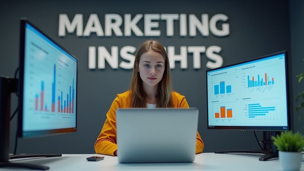 A person using a laptop with multiple screens showing various marketing automation dashboards