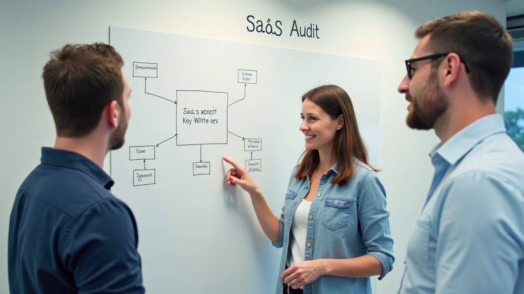 A detailed infographic showing the steps of implementing SaaS marketing audit findings