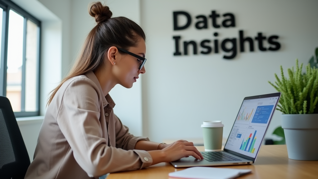 A laptop displaying a SaaS dashboard with colorful graphs and charts, symbolizing the value of data-driven content